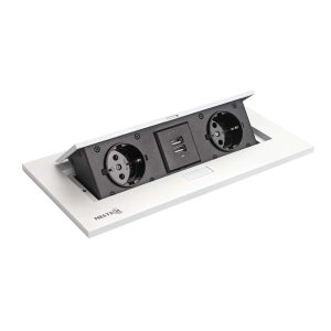 پریز رو میزی (دسکتاپ سوکت) 2 پریز برق + 2 شارژر USB نِستِک